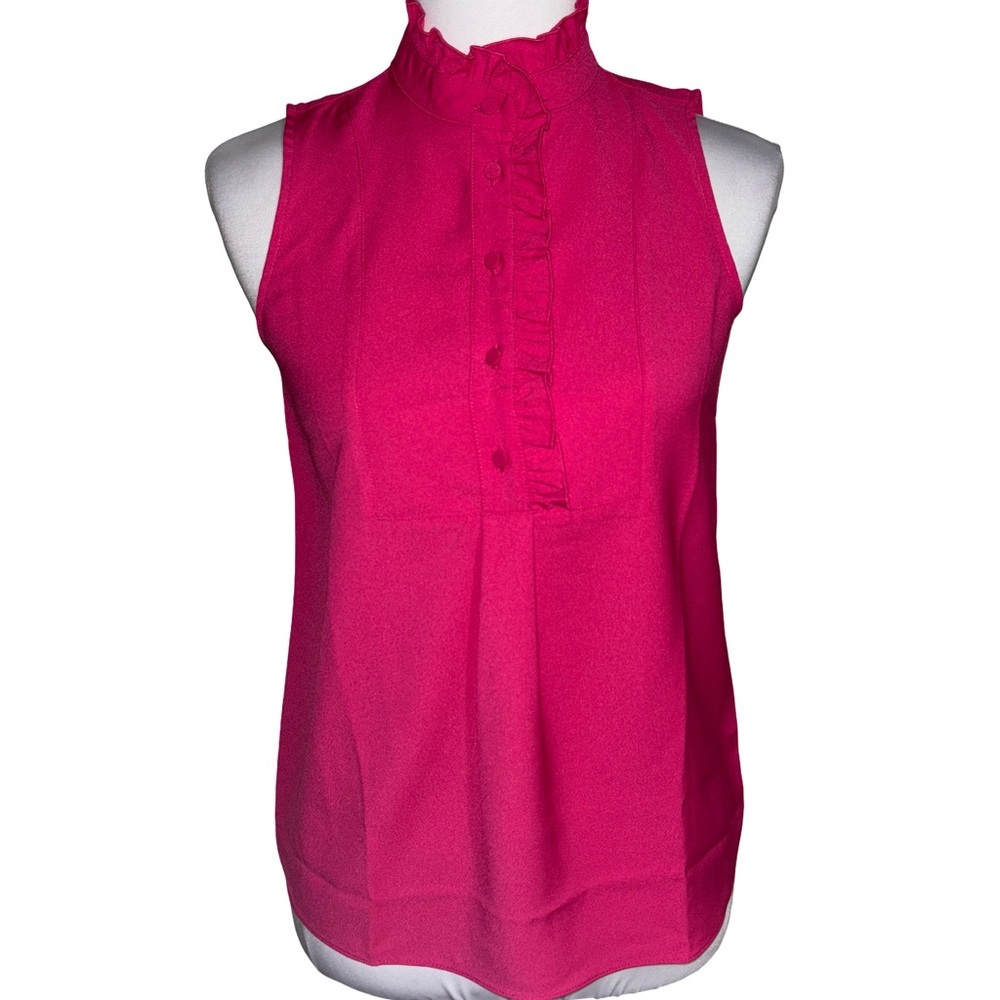 J. Crew Pink Ruffle Blouse Sleeveless Large